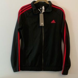 Adidas Track Jacket Black Pink Stripe Zip Up Athletic Jacket Size M NWT